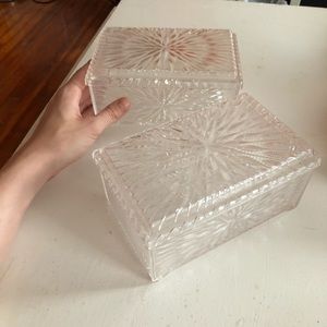 Two Clear Plastic Crystal Style Boxes